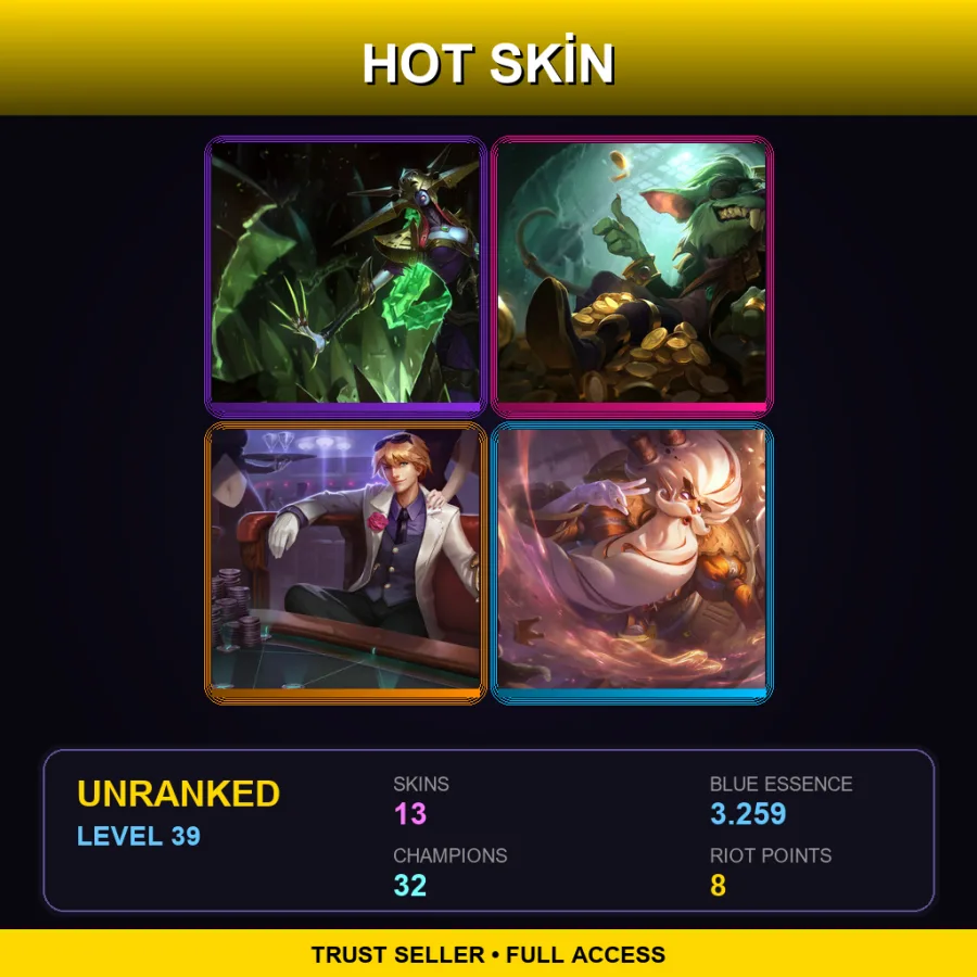 EUW | Lv39 | Unranked | 13 Skin | 32 Champ