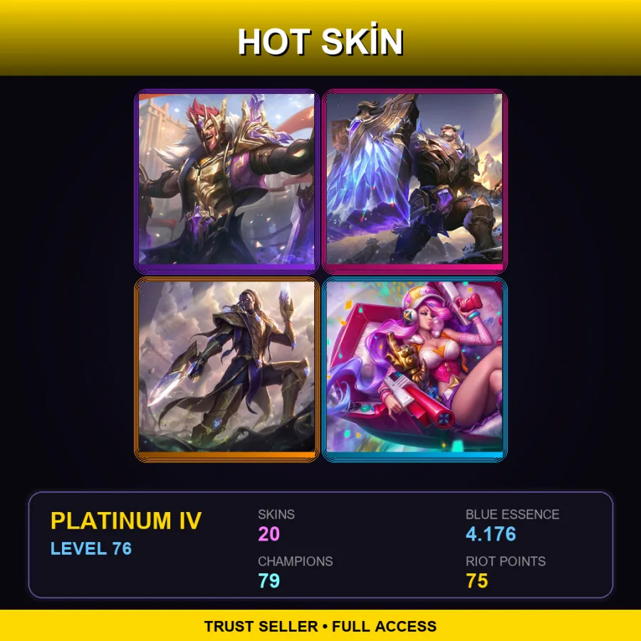 EUNE | Lv76 | Platinum IV | 20 Skin | 79 Champ