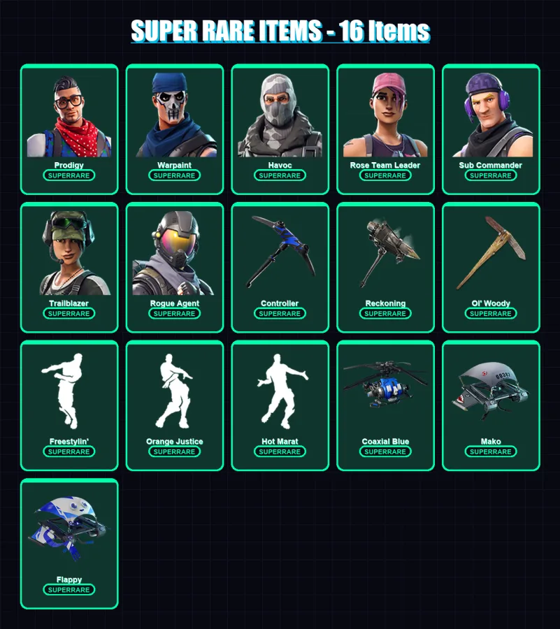 [PS4/PS5/XBOX/PC] | Prodigy | Warpaint | Havoc | Rose Team Leader | Sub Commander | 35 skin | 22 pickaxe | 26 emote | 32 glider | Lv347 — Fortnite account