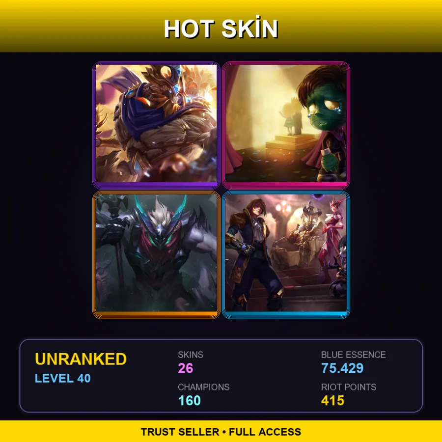 VN | Lv40 | Unranked | 26 Skin | 160 Champ