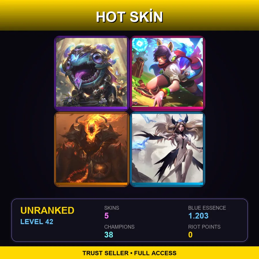LAS | Lv42 | Unranked | 5 Skin | 38 Champ — LoL account