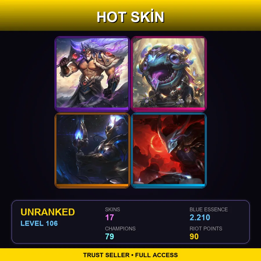 LAS | Lv106 | Unranked | 17 Skin | 79 Champ — LoL account