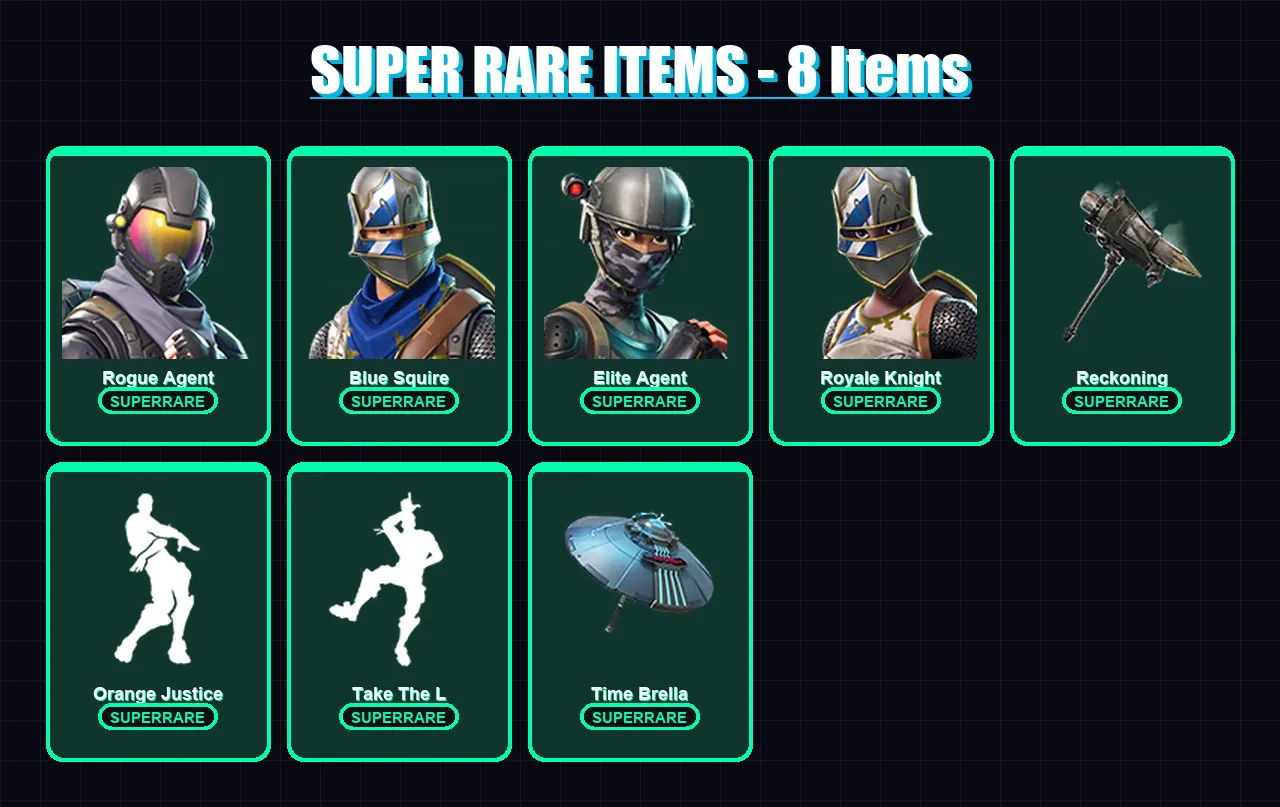 [PC/PSN] | Rogue Agent | Blue Squire | Elite Agent | Royale Knight | Son Goku | 50 skin | 45 pickaxe | 65 emote | 57 glider | Lv969 — Fortnite account