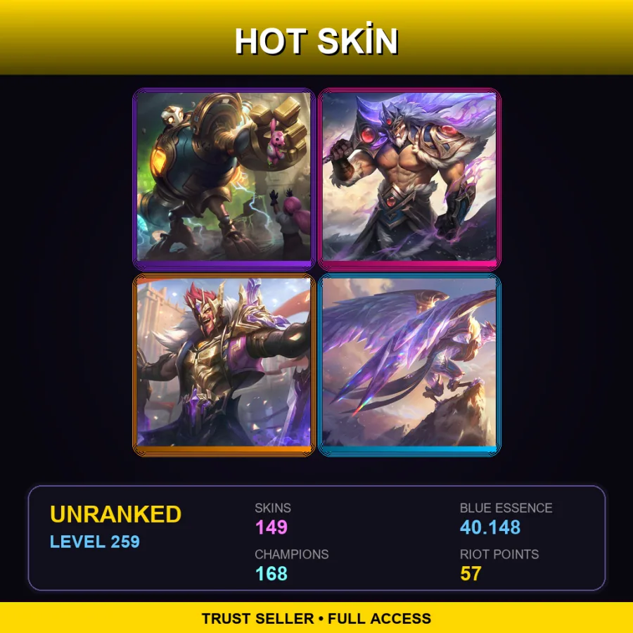 LAS | Lv259 | Unranked | 149 Skin | 168 Champ