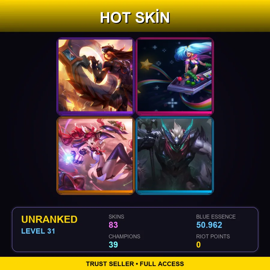 VN | Lv31 | Unranked | 83 Skin | 39 Champ — LoL account
