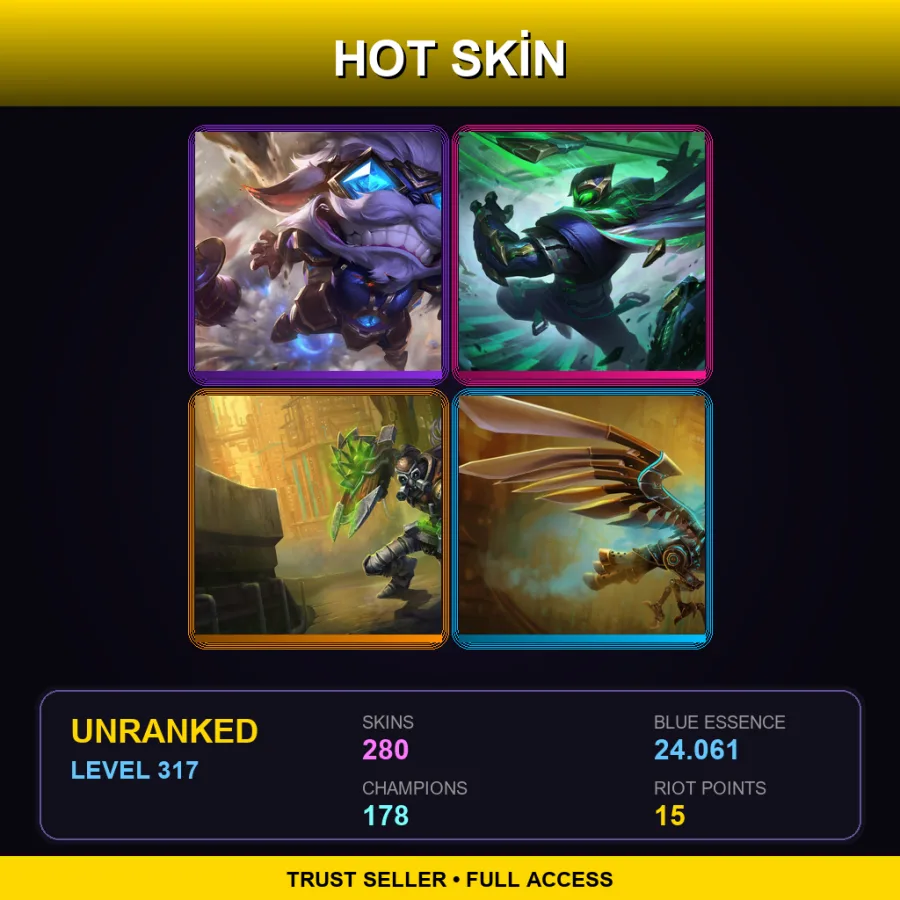 EUW | Lv317 | Unranked | 280 Skin | 178 Champ