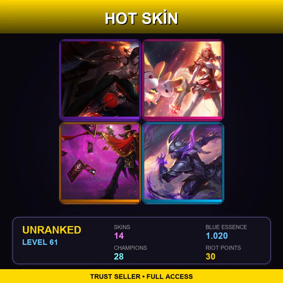 NA | Lv61 | Unranked | 14 Skin | 28 Champ — Amethyst Ashe