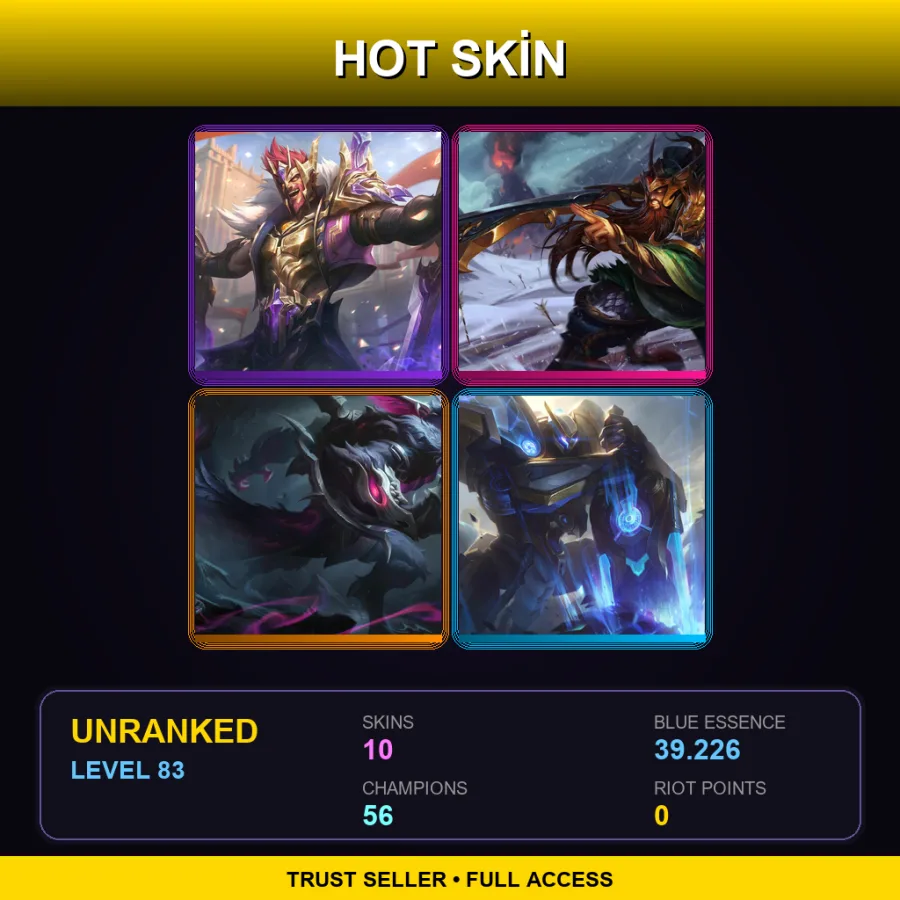 EUW | Lv83 | Unranked | 10 Skin | 56 Champ