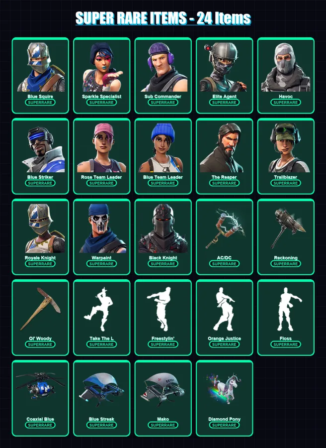 [PS4/PS5/XBOX/PC] | Blue Squire | Sparkle Specialist | Sub Commander | Elite Agent | Havoc | 44 skin | 34 pickaxe | 43 emote | 37 glider | Lv446