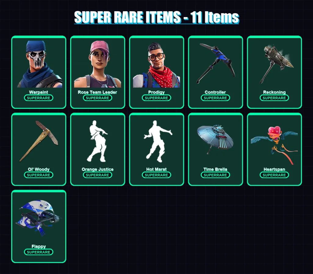 [PC/XBOX/PSN] | Warpaint | Rose Team Leader | Prodigy | Ruin | Blackheart | 76 skin | 84 pickaxe | 103 emote | 94 glider | Lv1377 — Fortnite account