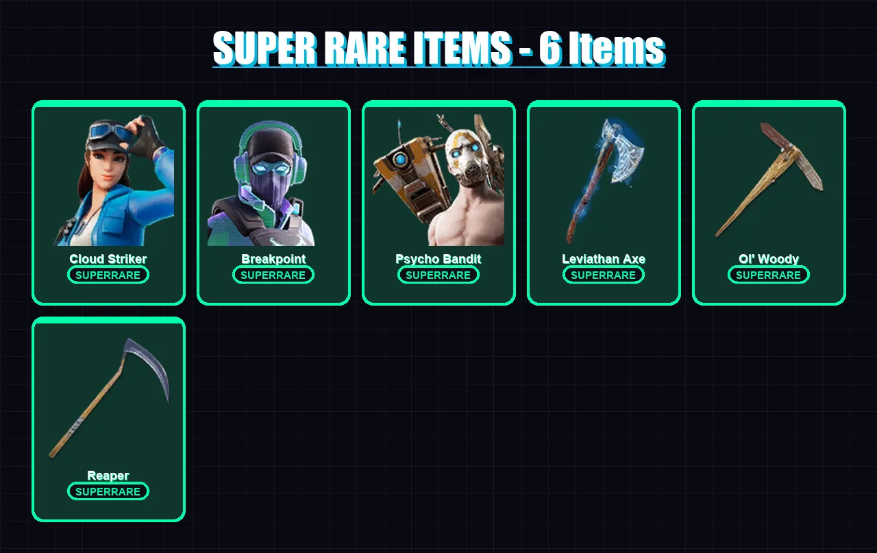 [PC/XBOX] | Cloud Striker | Breakpoint | Psycho Bandit | Raz | Mecha Cuddle Master | 155 skin | 168 pickaxe | 131 emote | 92 glider | Lv1549