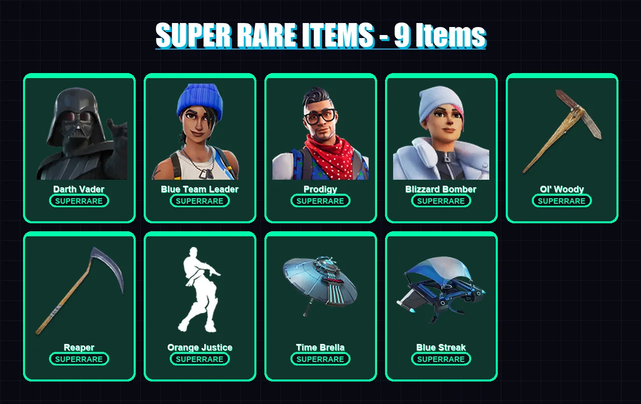[PS4/PS5/XBOX/PC] | Darth Vader | Blue Team Leader | Prodigy | Blizzard Bomber | Era | 192 skin | 235 pickaxe | 198 emote | 188 glider | Lv4239