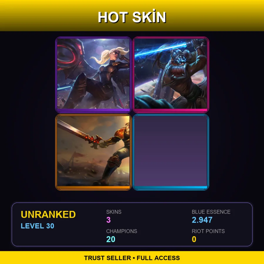 TR | Lv30 | Unranked | 3 Skin | 20 Champ