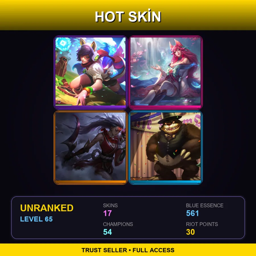 SG | Lv65 | Unranked | 17 Skin | 54 Champ — Arcade Ahri