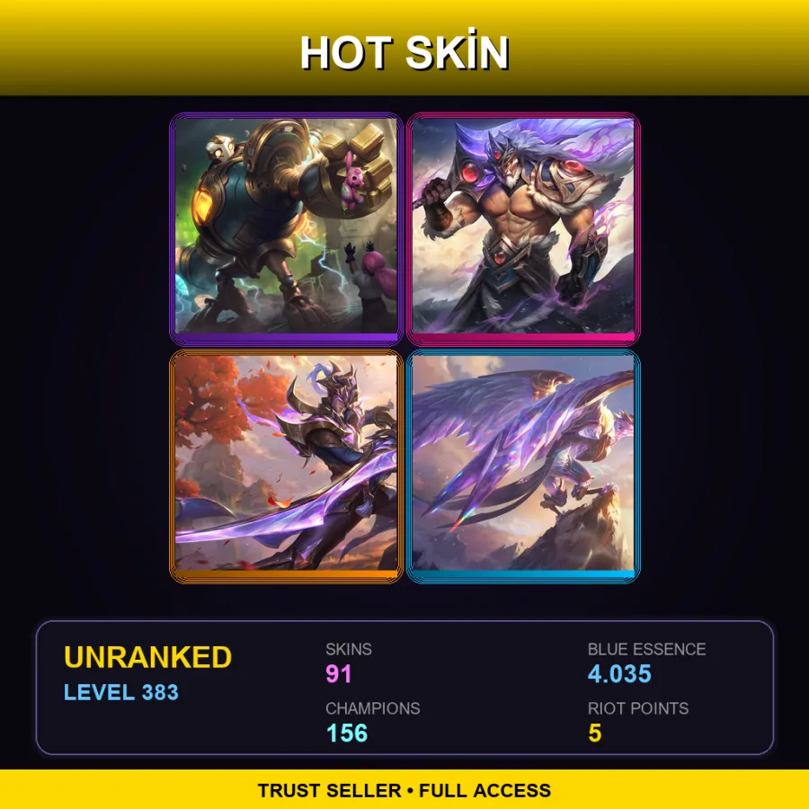 LAS | Lv383 | Unranked | 91 Skin | 156 Champ