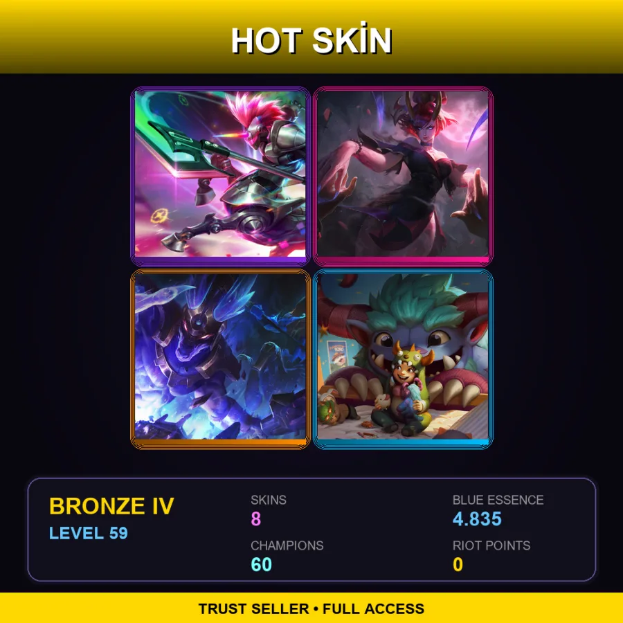 EUNE | Lv59 | Bronze IV | 8 Skin | 60 Champ