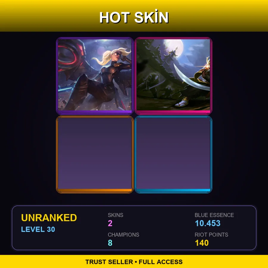 LAS | Lv30 | Unranked | 2 Skin | 8 Champ — LoL account