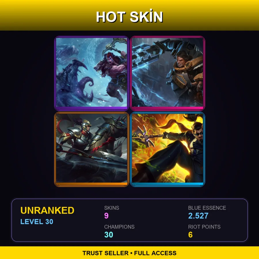 EUNE | Lv30 | Unranked | 9 Skin | 30 Champ