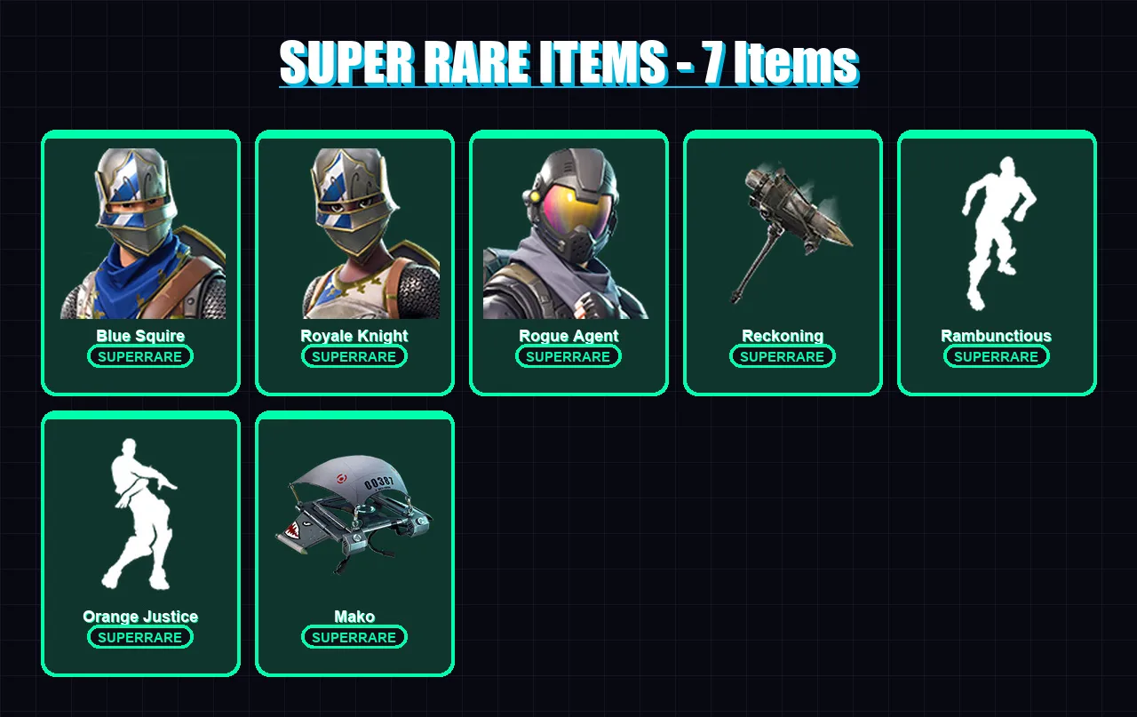 [PS4/PS5/XBOX/PC] | Blue Squire | Royale Knight | Rogue Agent | Arachne | Drift | 51 skin | 43 pickaxe | 58 emote | 53 glider | Lv908 — Fortnite account
