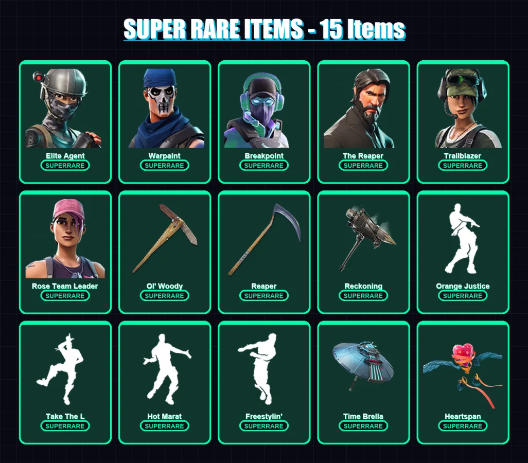 [PC/XBOX/PSN] | Elite Agent | Warpaint | Breakpoint | The Reaper | Trailblazer | 125 skin | 143 pickaxe | 129 emote | 139 glider | Lv2495