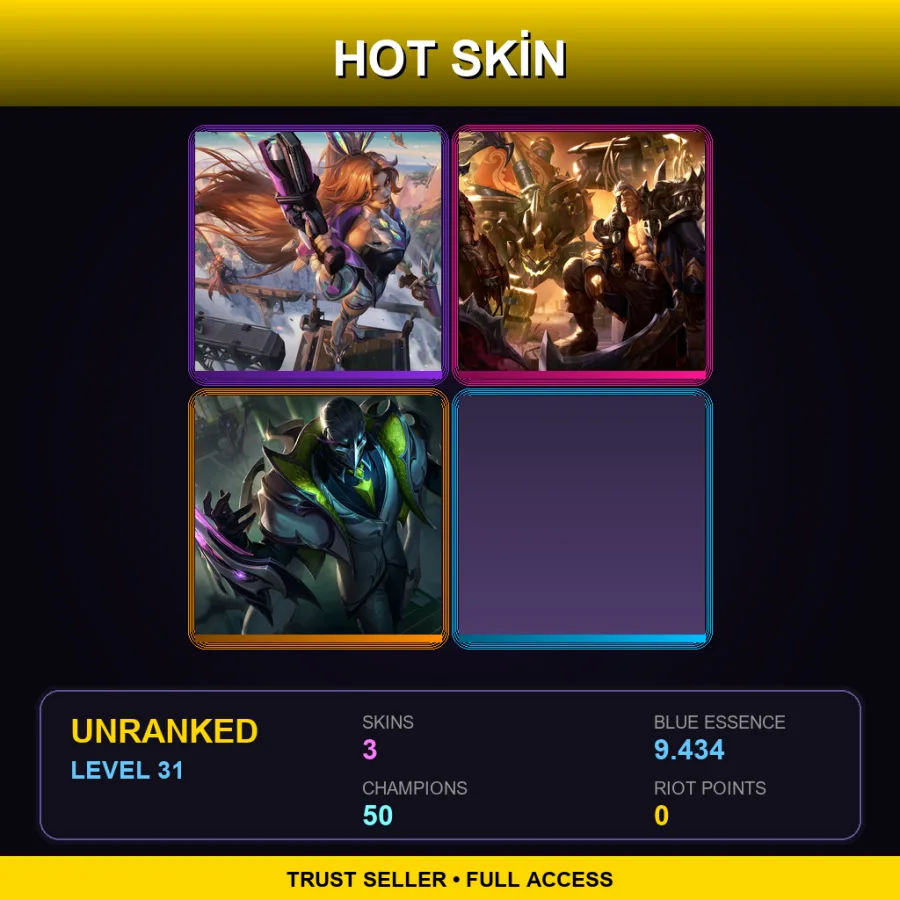 SG | Lv31 | Unranked | 3 Skin | 50 Champ