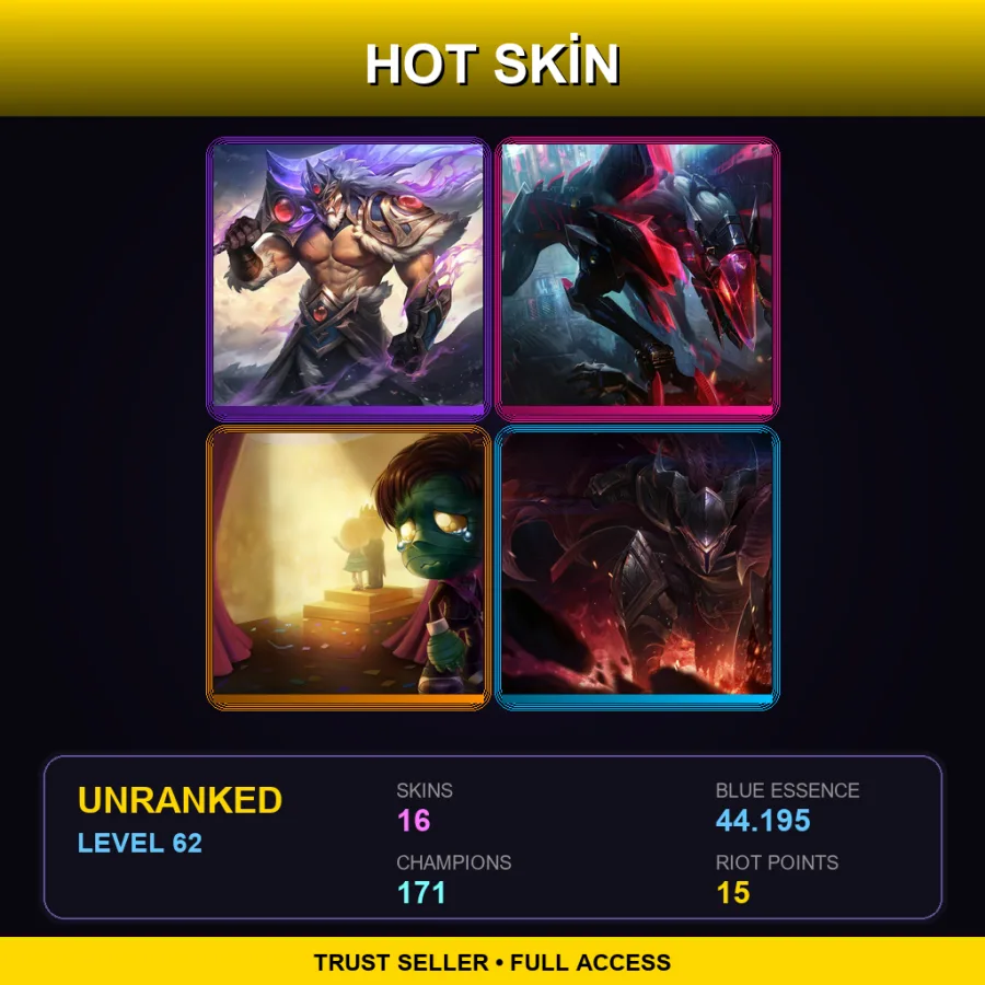 VN | Lv62 | Unranked | 16 Skin | 171 Champ with Graves