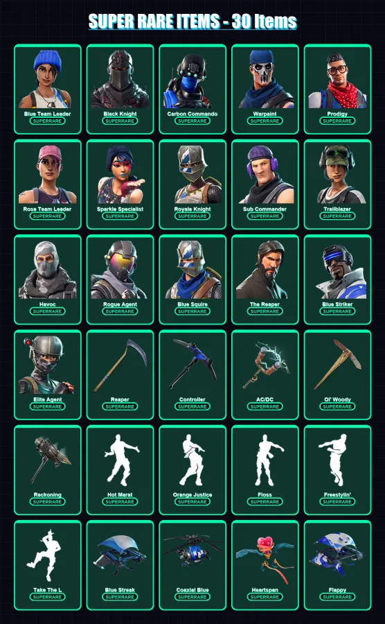 [PC/XBOX] | Blue Team Leader | Black Knight | Carbon Commando | Warpaint | Prodigy | 94 skin | 63 pickaxe | 72 emote | 74 glider | Lv804 — Fortnite account