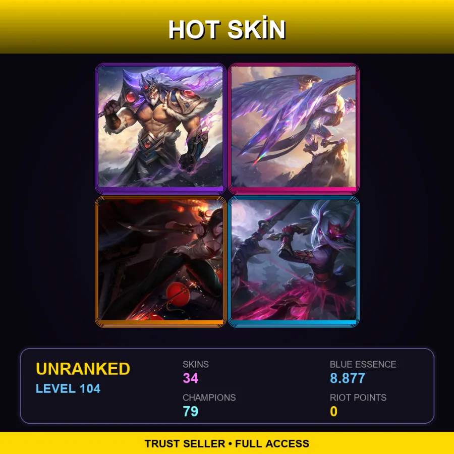 SG | Lv104 | Unranked | 34 Skin | 79 Champ — Nightblade Irelia