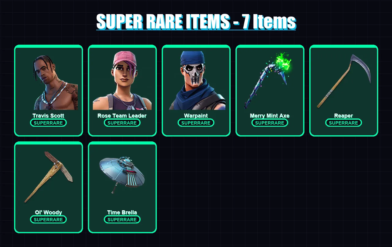 [PC/XBOX] | Travis Scott | Rose Team Leader | Warpaint | Deadpool | Midas | 63 skin | 90 pickaxe | 91 emote | 85 glider | Lv1370 — Fortnite account
