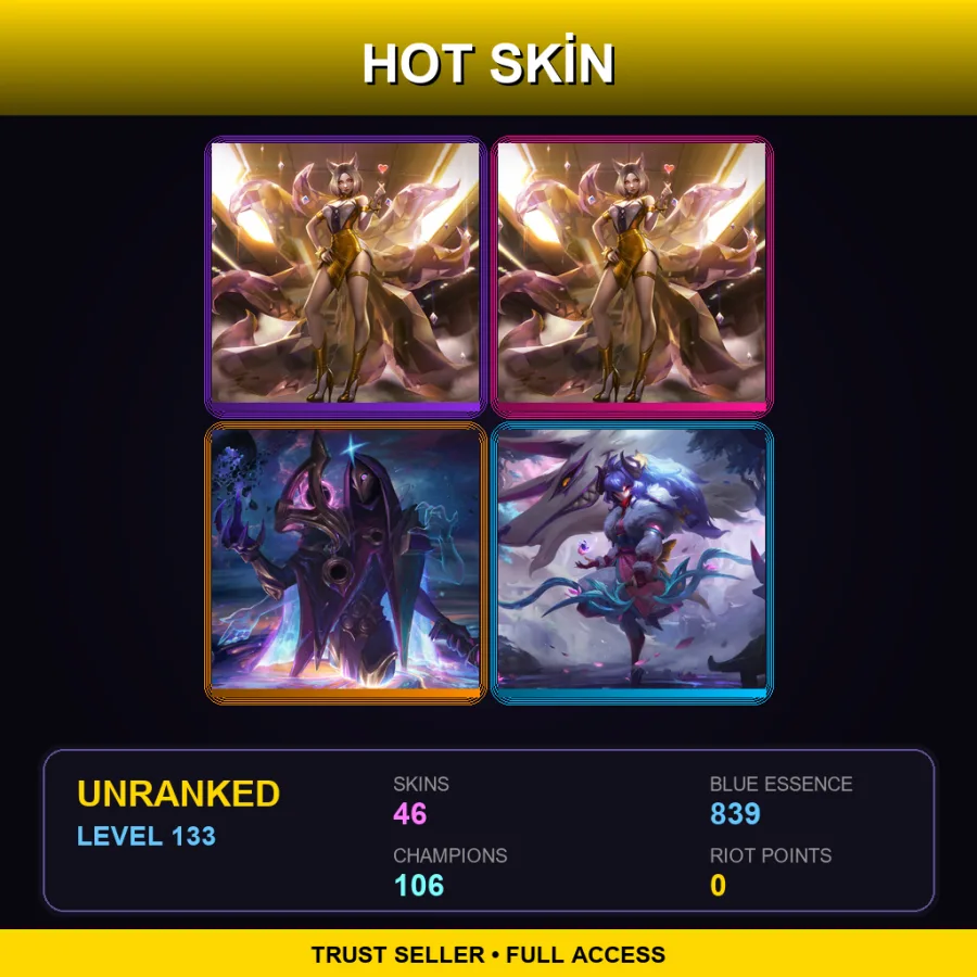 SG | Lv133 | Unranked | 46 Skin | 106 Champ