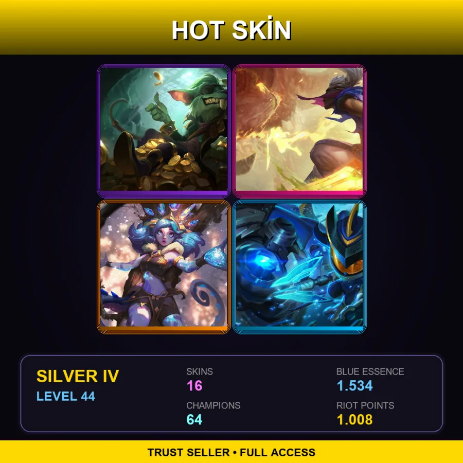 EUNE | Kingpin Twitch | Sandstorm Ekko | Winter Wonder Neeko | Super Galaxy Fizz | 16 Skin | 64 Champ | Silver IV | Lv44