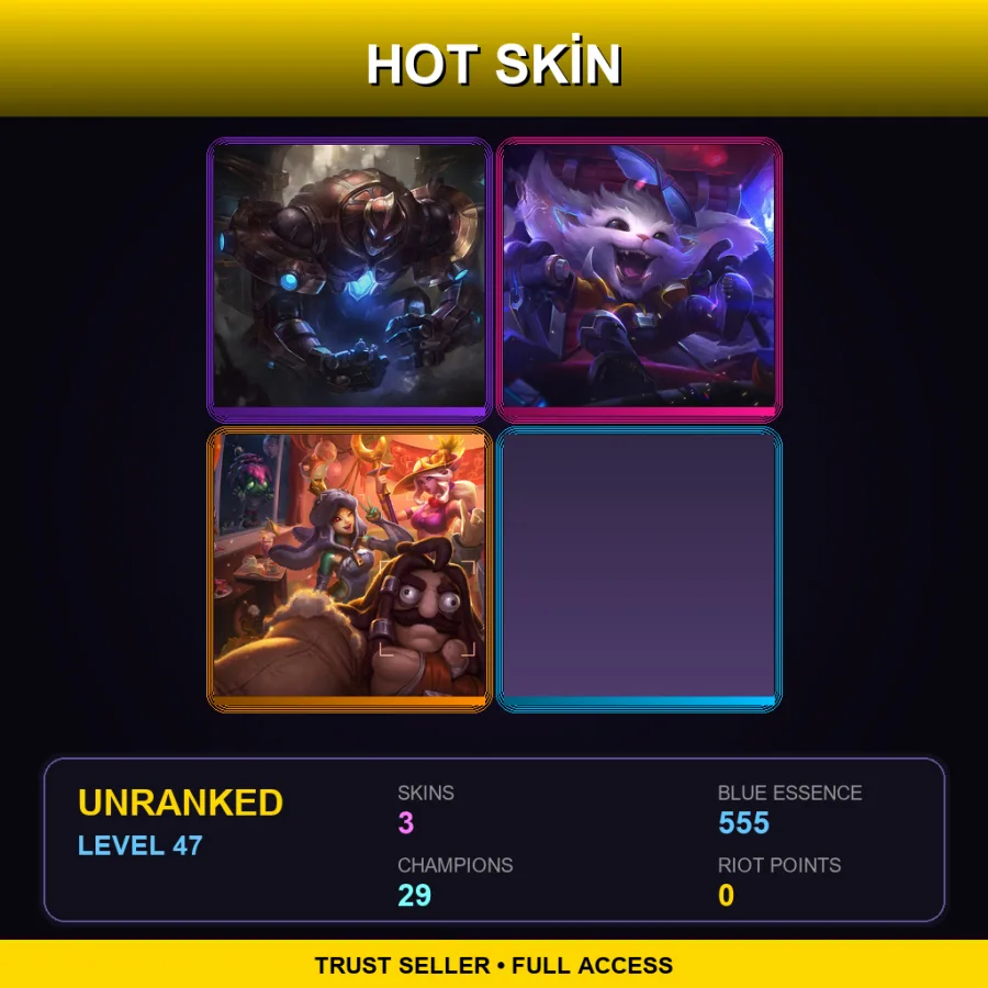 EUW | Lv47 | Unranked | 3 Skin | 29 Champ