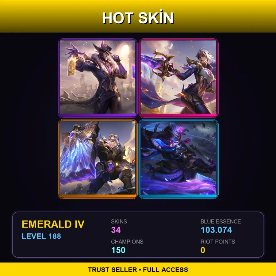 TR | Lv188 | Emerald IV | 34 Skin | 150 Champ