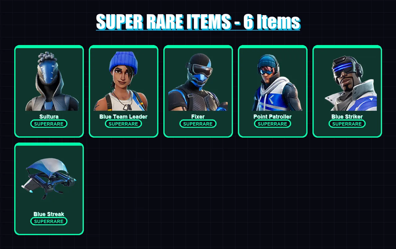 [PS4/PS5/XBOX/PC] | Sultura | Blue Team Leader | Fixer | Point Patroller | Blue Striker | 87 skin | 147 pickaxe | 92 emote | 115 glider | Lv1998