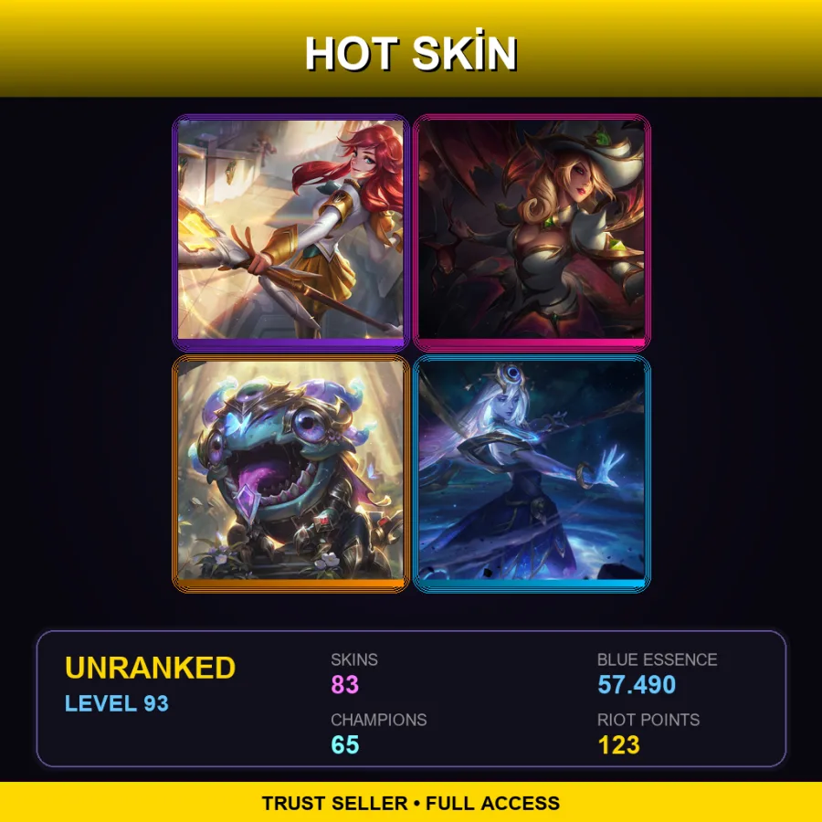 TW | Lv93 | Unranked | 83 Skin | 65 Champ — Unranked / Smurf League of Legends