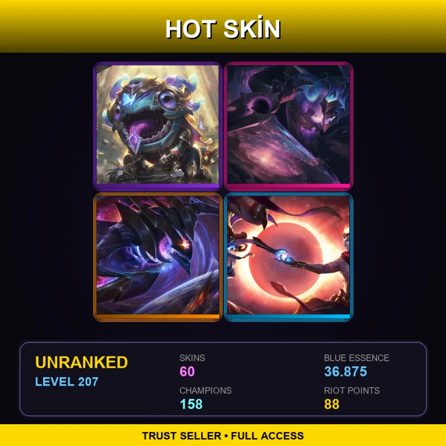 EUNE | Lv207 | Unranked | 60 Skin | 158 Champ