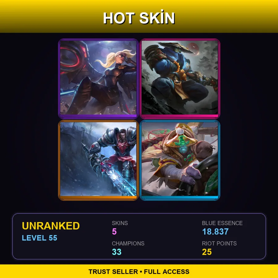 TR | Lv55 | Unranked | 5 Skin | 33 Champ