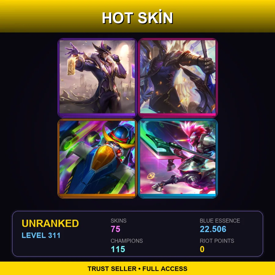 LAS | Lv311 | Unranked | 75 Skin | 115 Champ — LoL account