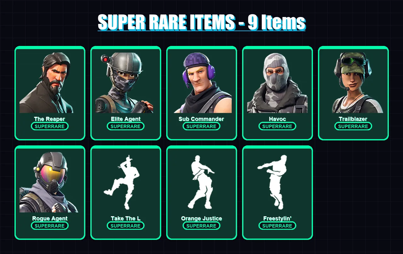 [PS4/PS5/XBOX/PC] | The Reaper | Elite Agent | Sub Commander | Havoc | Trailblazer | 13 skin | 15 pickaxe | 14 emote | 11 glider | Lv156