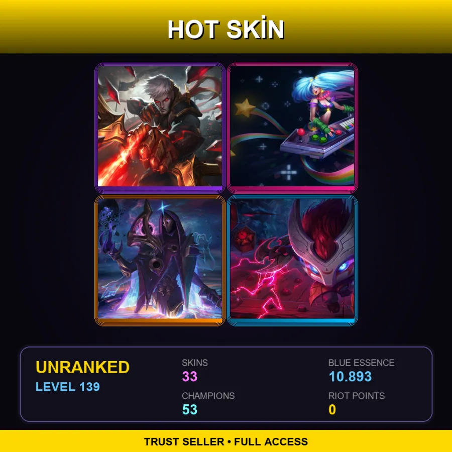 EUNE | Lv139 | Unranked | 33 Skin | 53 Champ — Arcade Sona
