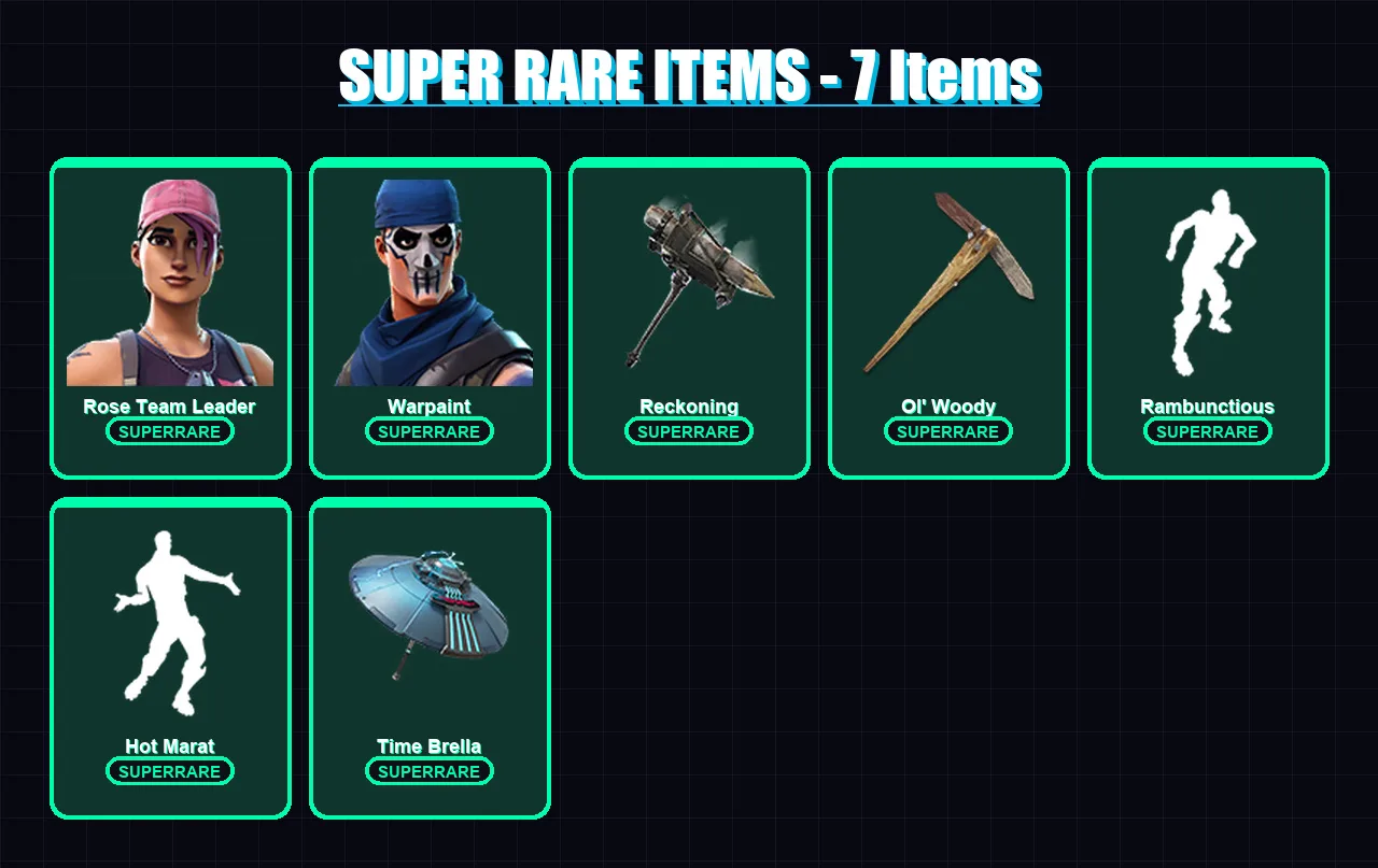 [PC/XBOX/PSN] | Rose Team Leader | Warpaint | Blackheart | Calamity | Catalyst | 59 skin | 62 pickaxe | 86 emote | 70 glider | Lv973
