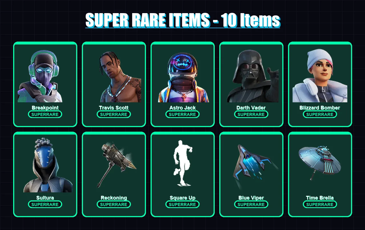 [PS4/PS5/XBOX/PC] | Breakpoint | Travis Scott | Astro Jack | Darth Vader | Blizzard Bomber | 108 skin | 113 pickaxe | 114 emote | 112 glider | Lv169