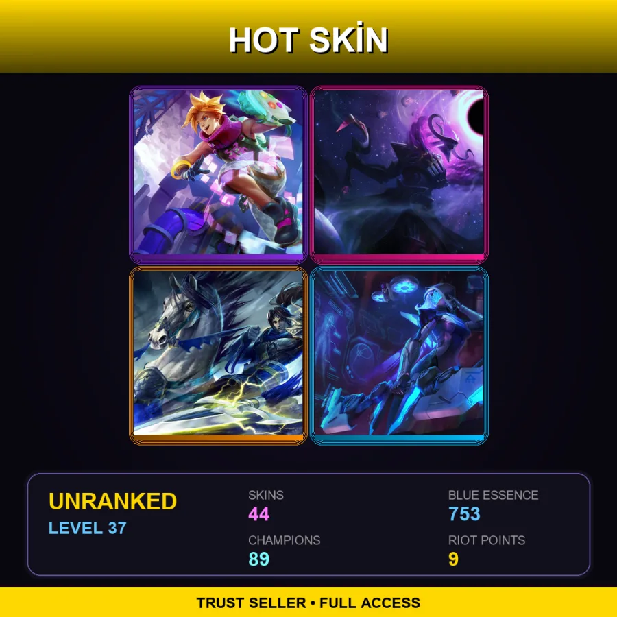 EUW | Lv37 | Unranked | 44 Skin | 89 Champ