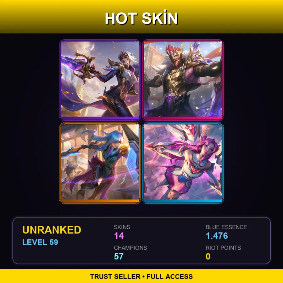 LAN | Lv59 | Unranked | 14 Skin | 57 Champ
