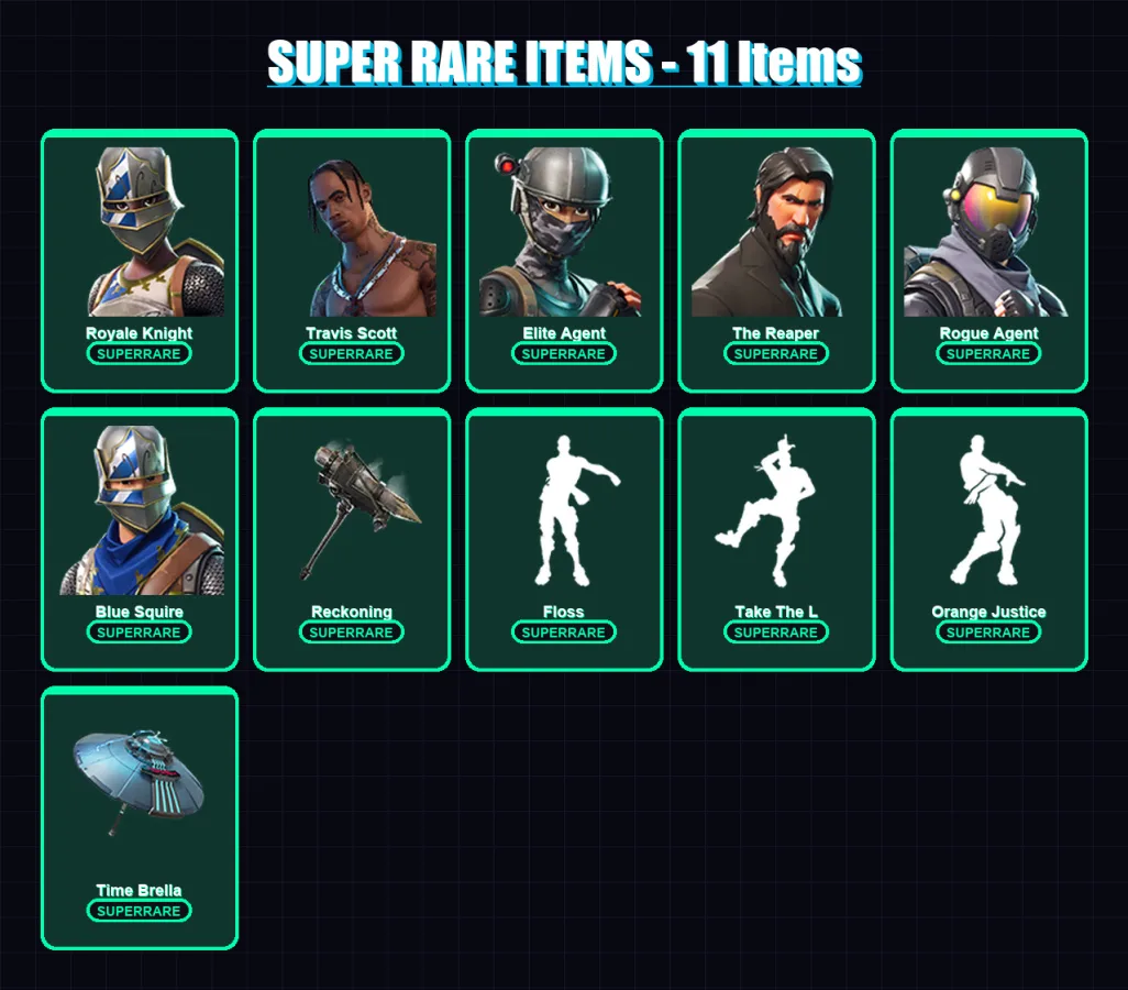 [PC/XBOX/PSN] | Royale Knight | Travis Scott | Elite Agent | The Reaper | Rogue Agent | 71 skin | 93 pickaxe | 79 emote | 92 glider | Lv1411
