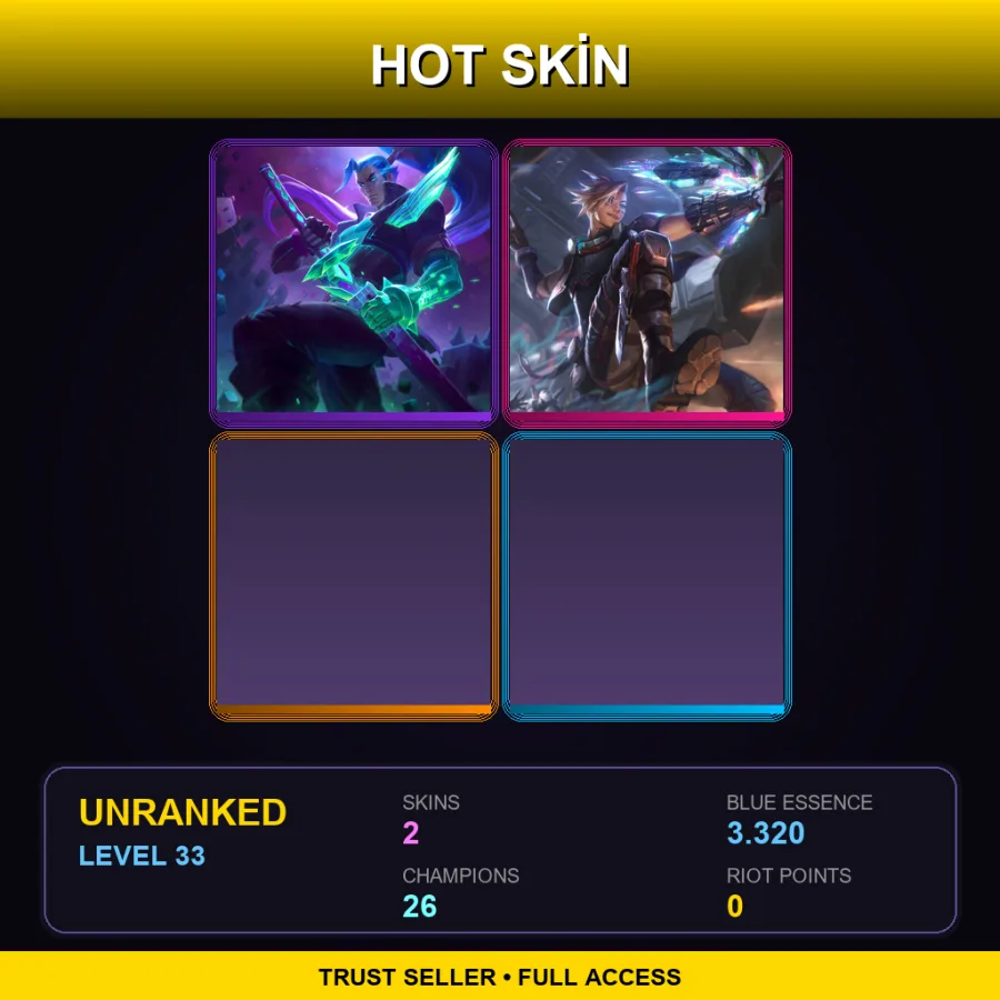 EUW | Lv33 | Unranked | 2 Skin | 26 Champ