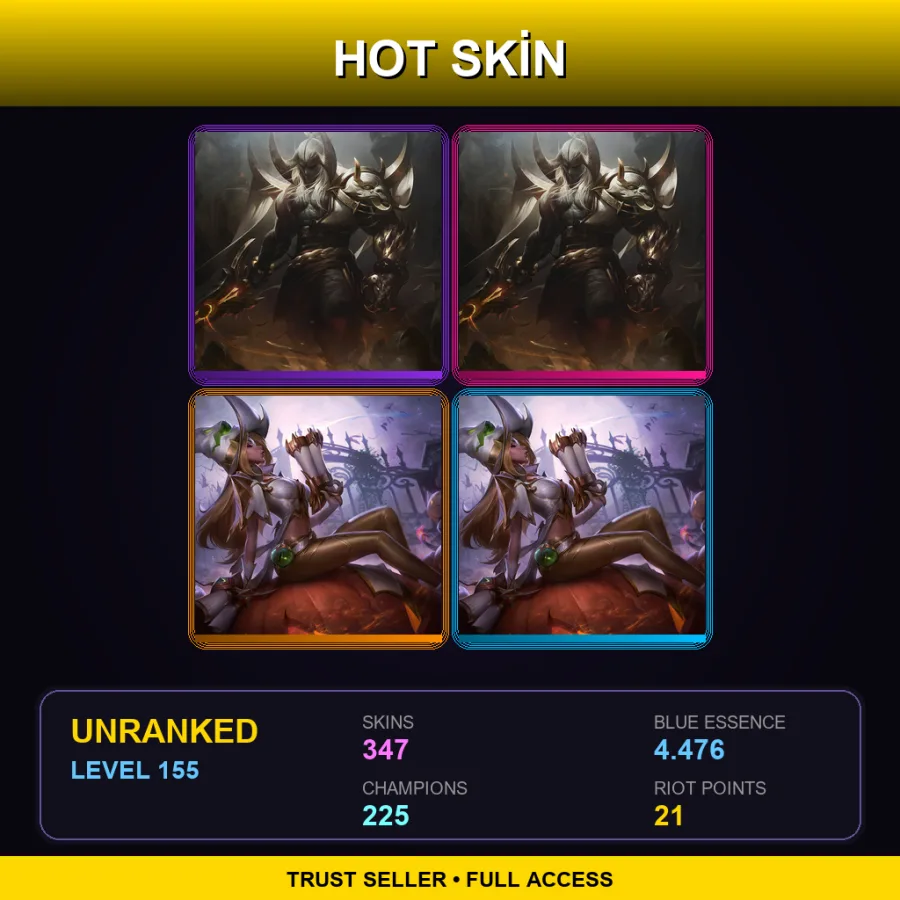 EUW | Lv155 | Unranked | 347 Skin | 225 Champ