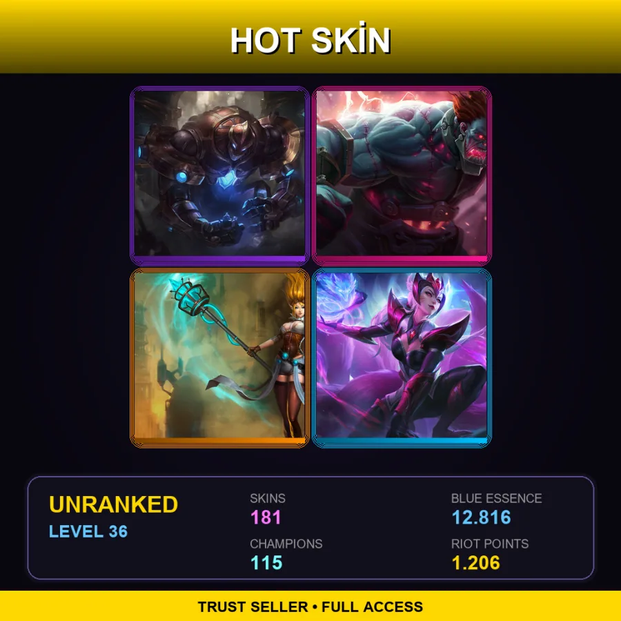 NA | Lv36 | Unranked | 181 Skin | 115 Champ