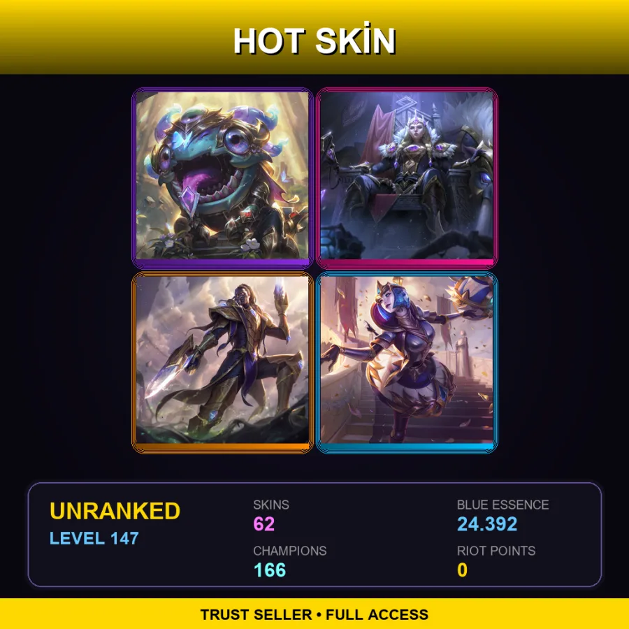 SG | Lv147 | Unranked | 62 Skin | 166 Champ — Definitely Not Udyr