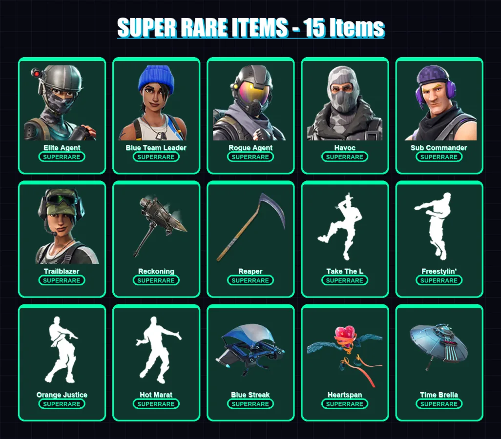 [PC/XBOX] | Elite Agent | Blue Team Leader | Rogue Agent | Havoc | Sub Commander | 116 skin | 135 pickaxe | 108 emote | 145 glider | Lv2141